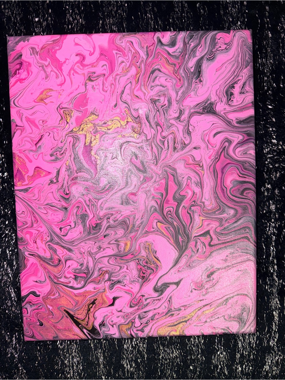Abstract Pink Swirl Canvas Wall Art with Gold Accents